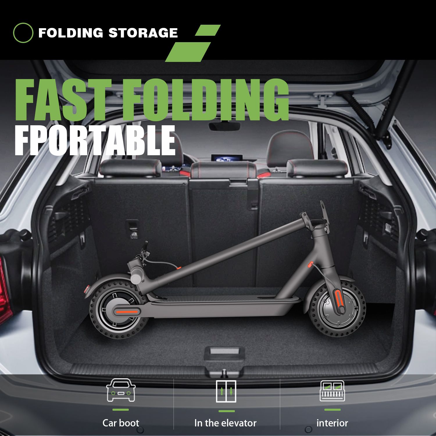 WHOSU J03 PRO Electric Scooter 8.5Tires Up to 17/22 Miles Range 350W Motor 19 MPH Portable Folding Commuting Electric Scooter Adults with Double Braking System and App - Image 6